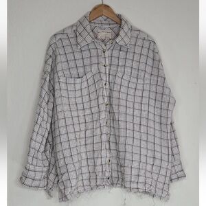 Free People We The Free Cardiff Plaid Tunic Shirt Top Print Buttondown Size L